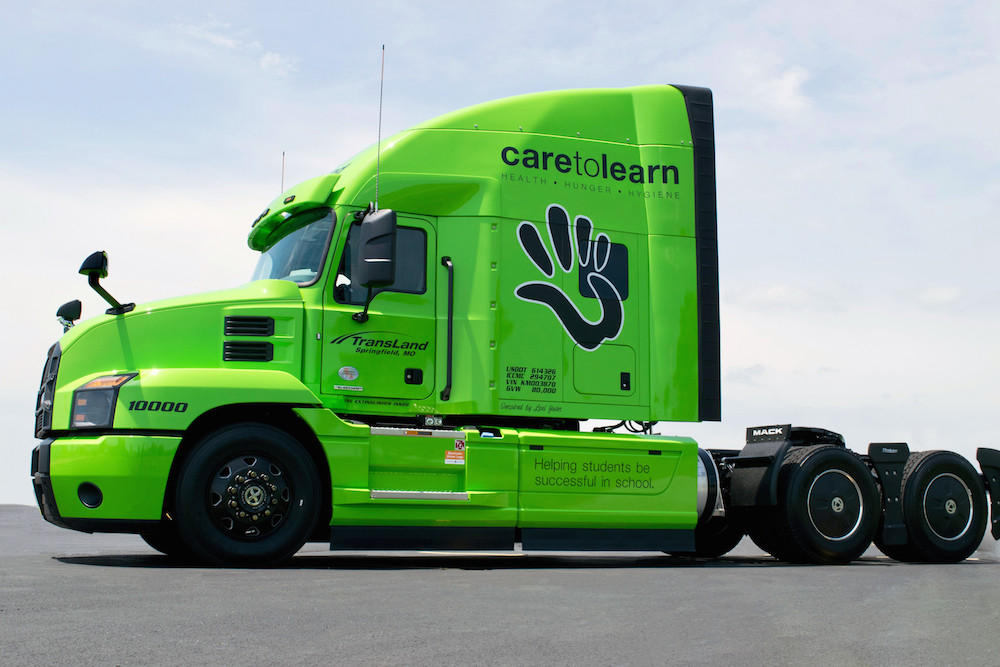 TransLand’s Care to Learn-branded truck will generate funds for the nonprofit.